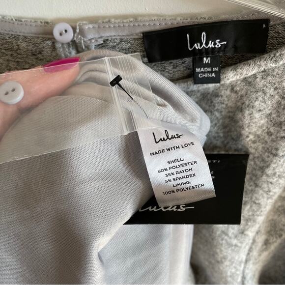 NWT Lulu’s Favorite Tune Heather Grey Faux Wrap Sweater Dress - Picture 8 of 8